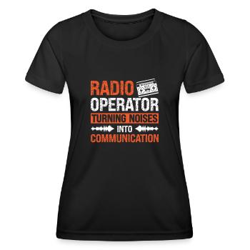 Communication des bruits de rotation de l’opérateur radio - T-shirt sport Femme - noir - Devant - AI Model Female 172 light (172cm)