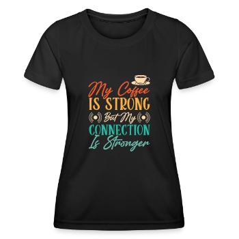 Café de présentateur de radio - T-shirt sport Femme - noir - Devant - AI Model Female 172 light (172cm)