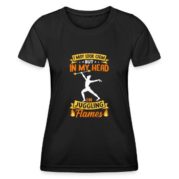 Fire Baton Fire Dance Fire Dancer Fire Dancer - Women's Functional T-Shirt - black - Front - AI Model Female 172 light (172cm)