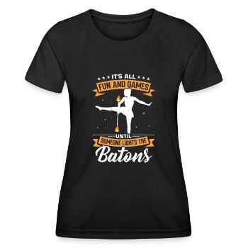 Fire Baton Fire Dance Fire Dancer Fire Dancer - Women's Functional T-Shirt - black - Front - AI Model Female 172 light (172cm)