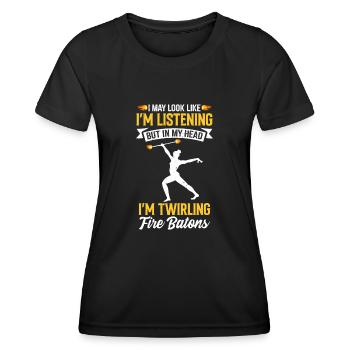 Fire Baton Fire Dance Fire Dancer Fire Dancer - Women's Functional T-Shirt - black - Front - AI Model Female 172 light (172cm)