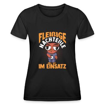 Kaffee Fleißige Nachteule Nachtschicht - Frauen Funktions-T-Shirt - Schwarz - Vorne - AI Model Female 172 light (172cm)