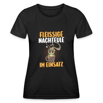 Kaffee Fleißige Nachteule Nachtschicht - Frauen Funktions-T-Shirt - Schwarz - Vorne - AI Model Female 172 light (172cm)