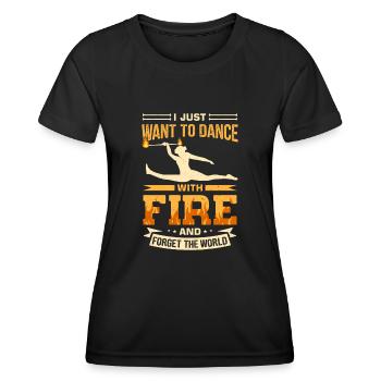 Fire Baton Fire Dance Fire Dancer Fire Dancer - Women's Functional T-Shirt - black - Front - AI Model Female 172 light (172cm)
