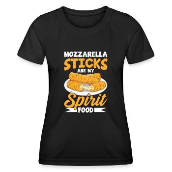 Bâtonnets de mozzarella au fromage - T-shirt sport Femme - noir - Devant - AI Model Female 172 light (172cm)