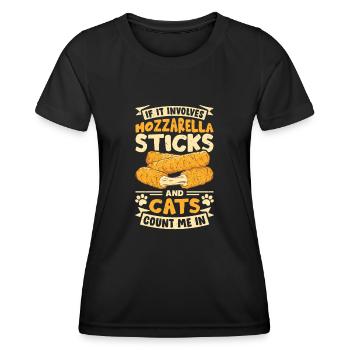 Mozzarella Sticks Käse - Frauen Funktions-T-Shirt - Schwarz - Vorne - AI Model Female 172 light (172cm)
