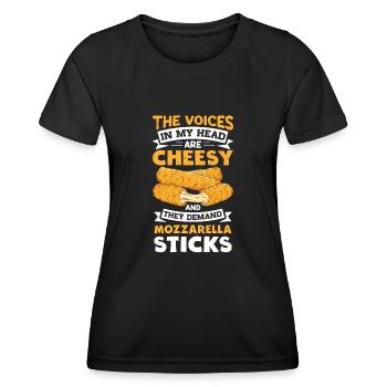 Bâtonnets de mozzarella au fromage - T-shirt sport Femme - noir - Devant - AI Model Female 172 light (172cm)