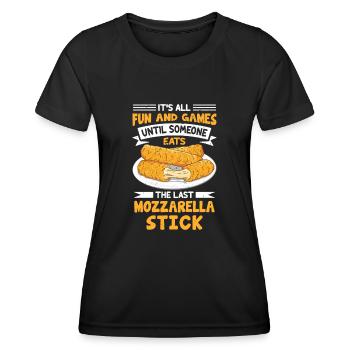 Mozzarella Sticks Käse - Frauen Funktions-T-Shirt - Schwarz - Vorne - AI Model Female 172 light (172cm)