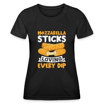 Mozzarella Sticks Käse - Frauen Funktions-T-Shirt - Schwarz - Vorne - AI Model Female 172 light (172cm)