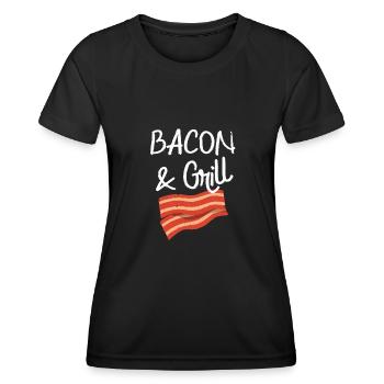 Bacon & Grill Fun Breakfast Bacon Lovers - T-shirt sport Femme - noir - Devant - AI Model Female 172 light (172cm)