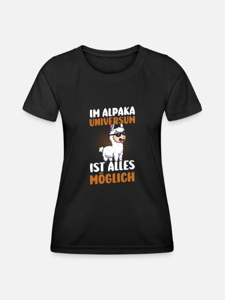 Alpaka - Frauen Funktions-T-Shirt - Schwarz