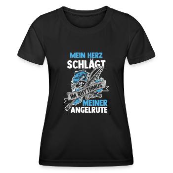 Pêcheur à la ligne Canne à pêche Pêche - T-shirt sport Femme - noir - Devant - AI Model Female 172 light (172cm)