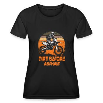 Dirt Before Asphalt Motocross Moto Enduro - T-shirt sport Femme - noir - Devant - AI Model Female 172 light (172cm)