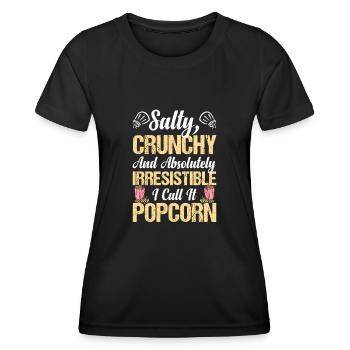 Maïs soufflé salé et croquant Maïs soufflé au beurre Maïs soufflé Maïs soufflé - T-shirt sport Femme - noir - Devant - AI Model Female 172 light (172cm)