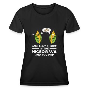 Popcorn Blague Anime Pop-corn Kawaii Pop-corn Popcorn - T-shirt sport Femme - noir - Devant - AI Model Female 172 light (172cm)