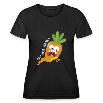 Eat Your Veggies Vegan Vegetarier Veggies Veganer - Frauen Funktions-T-Shirt - Schwarz - Vorne - AI Model Female 172 light (172cm)
