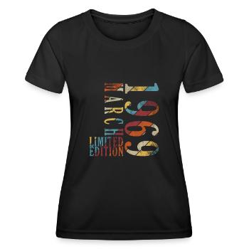 March 1969. March 1969 Birthday present. March. - Women's Functional T-Shirt - black - Front - AI Model Female 172 light (172cm)