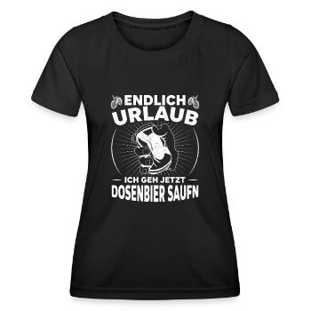 Saufen Trinken Biertrinker Dosenbier Wettsaufen - Frauen Funktions-T-Shirt - Schwarz - Vorne - AI Model Female 172 light (172cm)