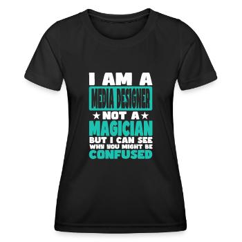 Concepteur de médias - T-shirt sport Femme - noir - Devant - AI Model Female 172 light (172cm)