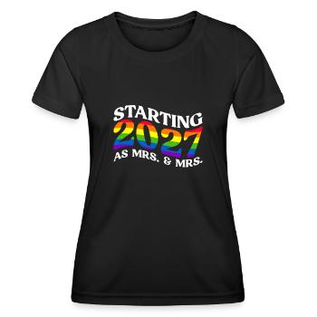 Gay Pride 2027 Hochzeit Homo-Ehe - Frauen Funktions-T-Shirt - Schwarz - Vorne - AI Model Female 172 light (172cm)