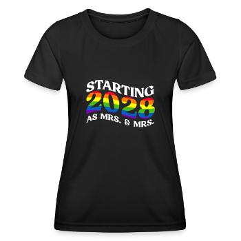 Gay Pride 2028 Hochzeit Homo-Ehe - Frauen Funktions-T-Shirt - Schwarz - Vorne - AI Model Female 172 light (172cm)