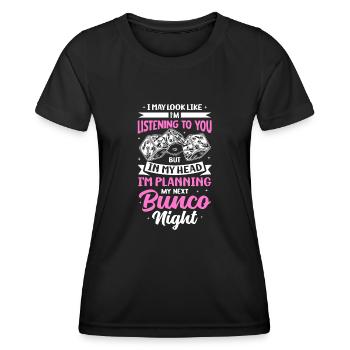 Planung Meiner Nächsten Bunco-nacht Spaß Design - Frauen Funktions-T-Shirt - Schwarz - Vorne - AI Model Female 172 light (172cm)