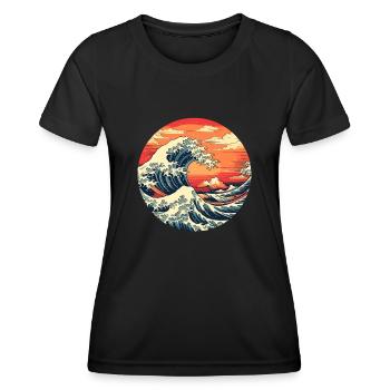 Große Welle The Great Wave Kanagawa - Women's Functional T-Shirt - black - Front - AI Model Female 172 light (172cm)