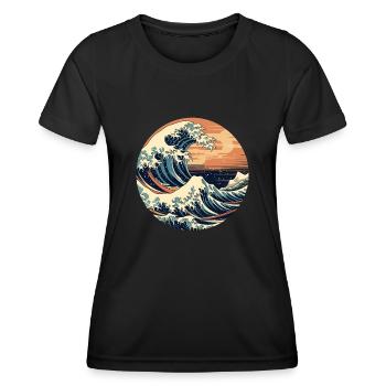 Große Welle The Great Wave Kanagawa - Women's Functional T-Shirt - black - Front - AI Model Female 172 light (172cm)