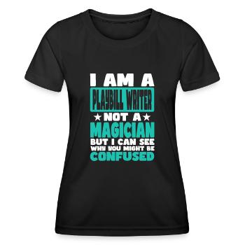 Rédacteur d’affiches - T-shirt sport Femme - noir - Devant - AI Model Female 172 light (172cm)