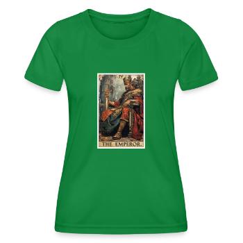 Carte de tarot L’Empereur Le Souverain - T-shirt sport Femme - vert - Devant - AI Model Female 172 dark (172cm)