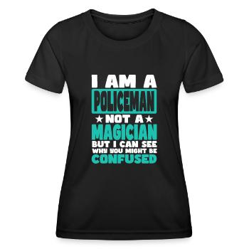 Policier - T-shirt sport Femme - noir - Devant - AI Model Female 172 light (172cm)