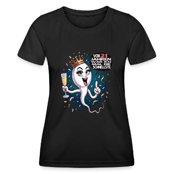 Il y a 21 ans, j’étais la femme la plus rapide - T-shirt sport Femme - noir - Devant - AI Model Female 172 light (172cm)
