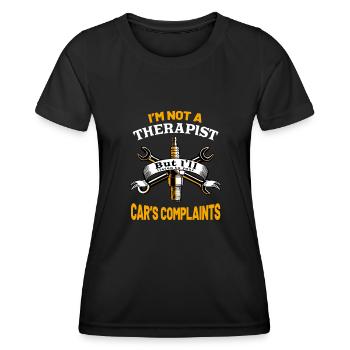 Autotherapeut Lustiger Automechaniker Spruch - Frauen Funktions-T-Shirt - Schwarz - Vorne - AI Model Female 172 light (172cm)