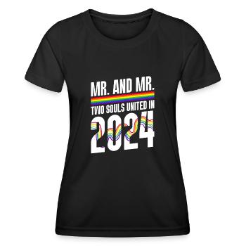 M. et M. 2024 Mariage de la Gay Pride Mariage gay - T-shirt sport Femme - noir - Devant - AI Model Female 172 light (172cm)