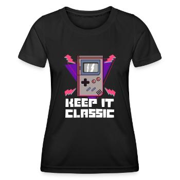 Chemise Nerd Gamer - Game Boy Oldschool Classic - T-shirt sport Femme - noir - Devant - AI Model Female 172 light (172cm)