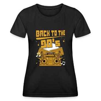 90iger Neunziger Jahrgang - Frauen Funktions-T-Shirt - Schwarz - Vorne - AI Model Female 172 light (172cm)