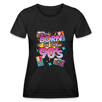 born in the 90s - 90er Kind 90iger 90's Spruch - Frauen Funktions-T-Shirt - Schwarz - Vorne - AI Model Female 172 light (172cm)