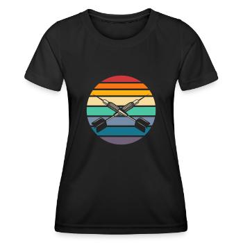 Retro Dart Dartpfeil - Women's Functional T-Shirt - black - Front - AI Model Female 172 light (172cm)