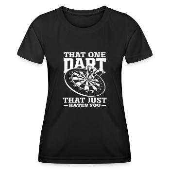 Lustiges Dart Dartscheibe - Frauen Funktions-T-Shirt - Schwarz - Vorne - AI Model Female 172 light (172cm)