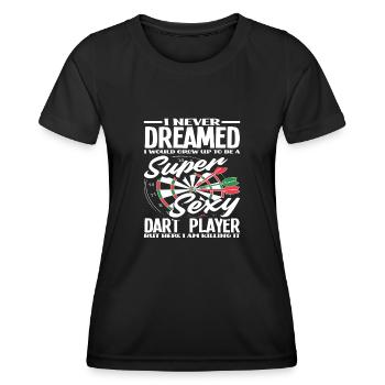 Stolzer Dartspieler - Frauen Funktions-T-Shirt - Schwarz - Vorne - AI Model Female 172 light (172cm)