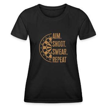 Darts, Aiming, Throwing, Cursing - Women's Functional T-Shirt - black - Front - AI Model Female 172 light (172cm)