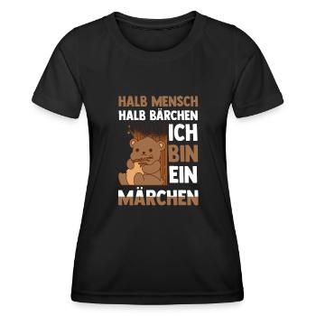 Mi-humain, mi-ours - T-shirt sport Femme - noir - Devant - AI Model Female 172 light (172cm)
