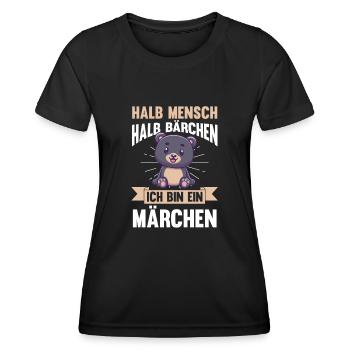 Mi-humain, mi-ours - T-shirt sport Femme - noir - Devant - AI Model Female 172 light (172cm)