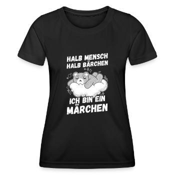 Mi-humain, mi-ours - T-shirt sport Femme - noir - Devant - AI Model Female 172 light (172cm)