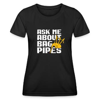 Joueur de cornemuse me poser des questions sur la cornemuse joueur de cornemuse drôle - T-shirt sport Femme - noir - Devant - AI Model Female 172 light (172cm)