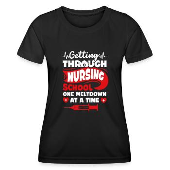 Krankenschwester Studentin lustige Krankenpflegeschule Zitat Absolvent - Frauen Funktions-T-Shirt - Schwarz - Vorne - AI Model Female 172 light (172cm)