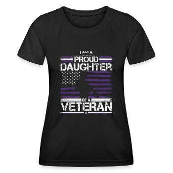 Stolze Tochter Veteran USA Flagge Lila Up - Frauen Funktions-T-Shirt - Schwarz - Vorne - AI Model Female 172 light (172cm)