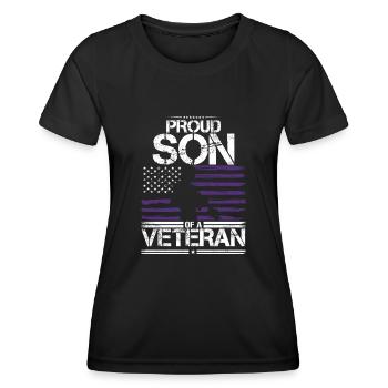 Proud Son Veteran USA Flag Purple Up - Women's Functional T-Shirt - black - Front - AI Model Female 172 light (172cm)