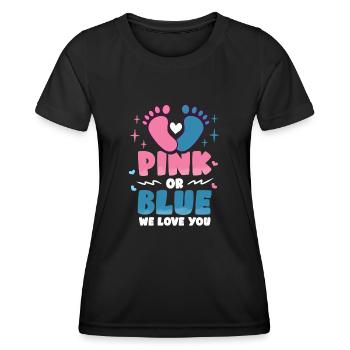 Annonce de naissance sexe révéler fête de bébé - T-shirt sport Femme - noir - Devant - AI Model Female 172 light (172cm)