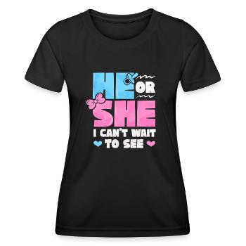 Annonce de bébé sexe révéler bébé fête il ou - T-shirt sport Femme - noir - Devant - AI Model Female 172 light (172cm)